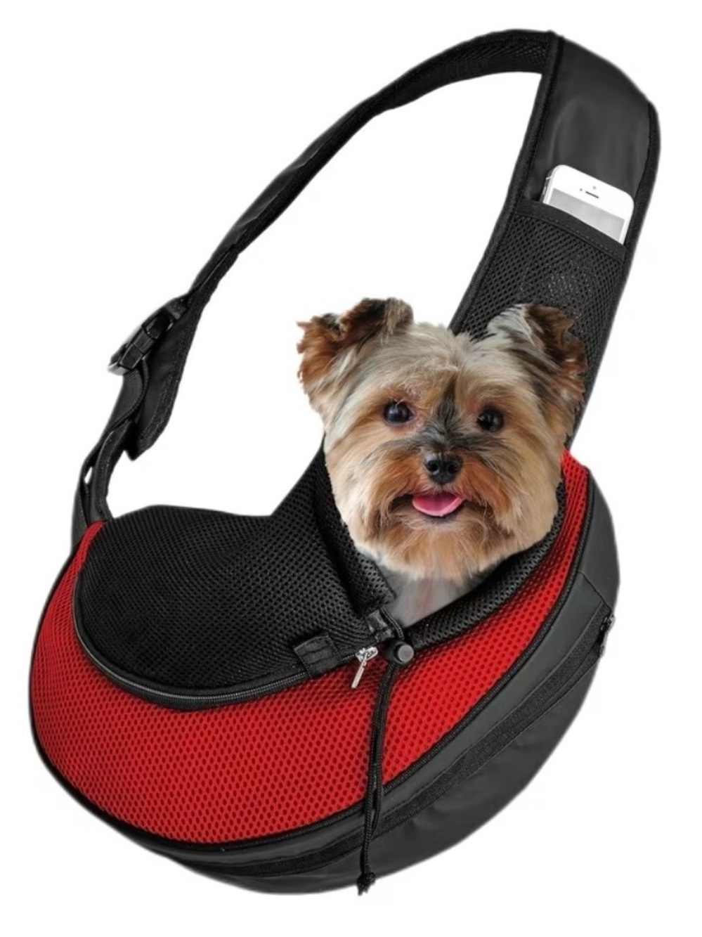KATZIELA Expandable Front Shoulder Sling Small Pet Carrier in Red and Back